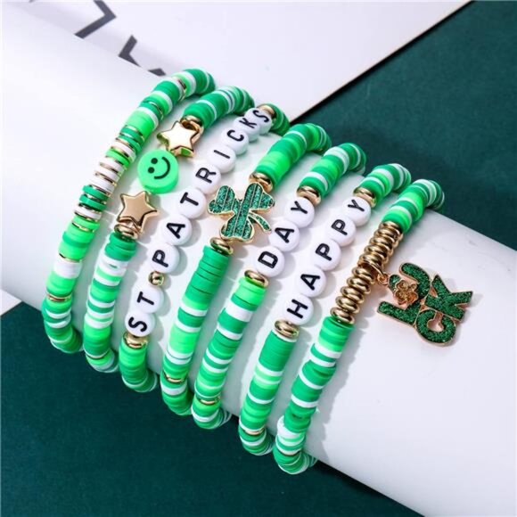 Colorful Surfer Heishi Bracelets for Women - Stackable Rainbow Vinyl Disc Beads - Picture 2 of 5